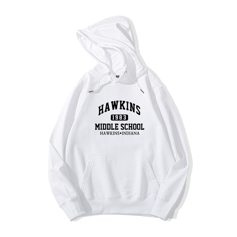 Áo Hoodie Nam HappyFamily Form Rộng In Chữ Hawkins 1983 Middle School Chất Nỉ Da Cá 100 Cao Cấp