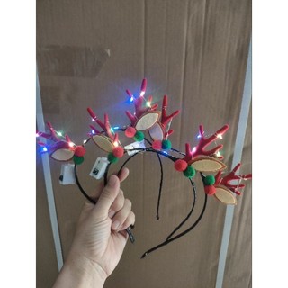 Cài tóc noel tuần lộc có đèn phụ kiện giáng sinh