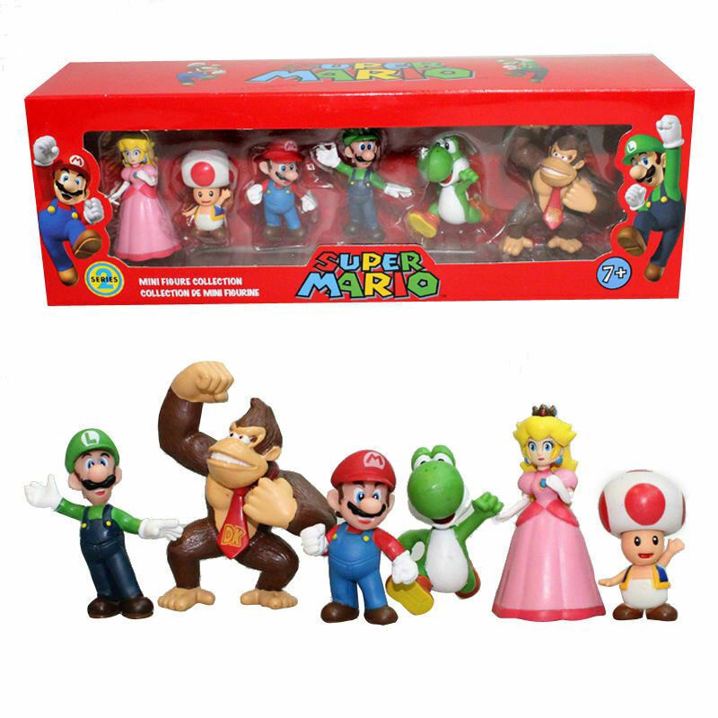 6 Chiếc Super Mario Bros.4 Series Trò Chơi Nhân Vật Hành Động Búp Bê Đồ Chơi Bánh Topper Xmas
