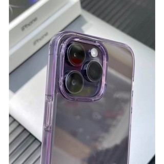 Ốp lưng Likgus Crystal lưng trong viền tím cho điện thoại ip 14 14 plus 14 pro 14 promax