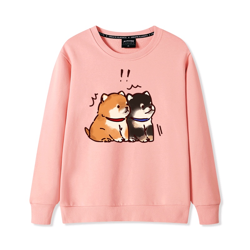 Áo Sweater Nữ HappyFamily In Hình 2 Chú Chó Con Xinh Xắn Đáng Yêu Chất Cotton 100 Cao Cấp