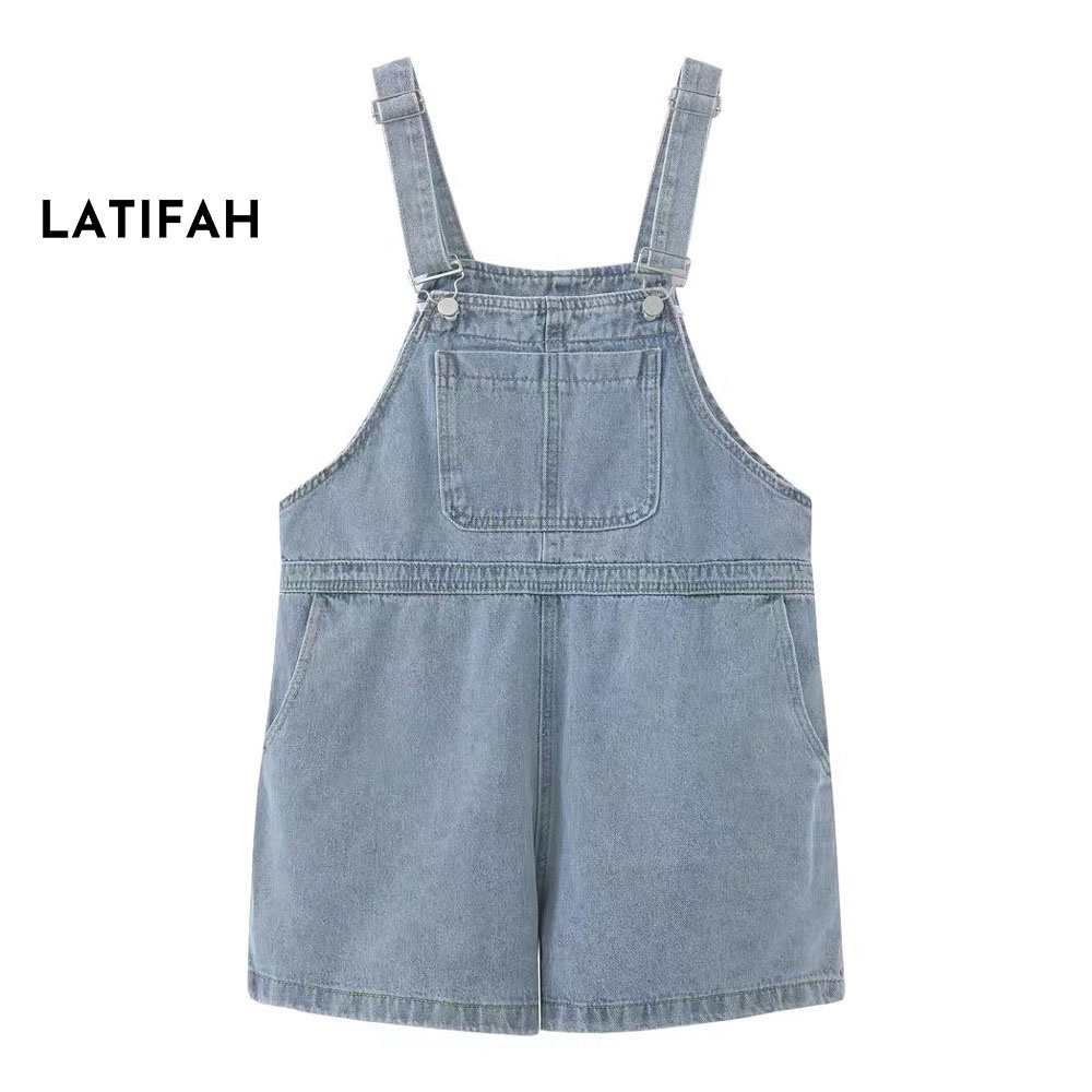 Yếm short jean LATIFAH Trơn xanh nhạt YJ015 phong cách hàn quốc