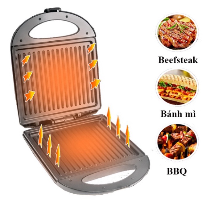 Máy kẹp bánh mì RAF 1400W gia nhiệt kép, chống dính telfon siêu bền