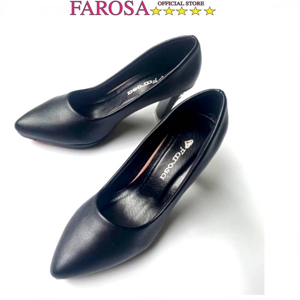 Giày cao gót nữ gót trụ lõi sơn 9cm FAROSA - C5 chất da mềm cực êm chân(Form to 1.5)