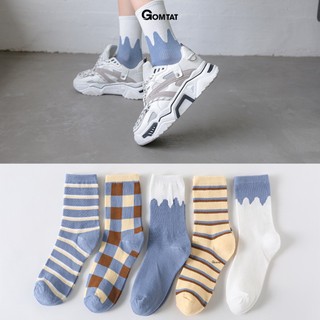 Set 5 đôi tất vớ nữ cổ cao GOMTAT mẫu tổng hợp màu sắc họa tiết dễ thương, chất liệu cotton mềm mại - UYE-CBCC