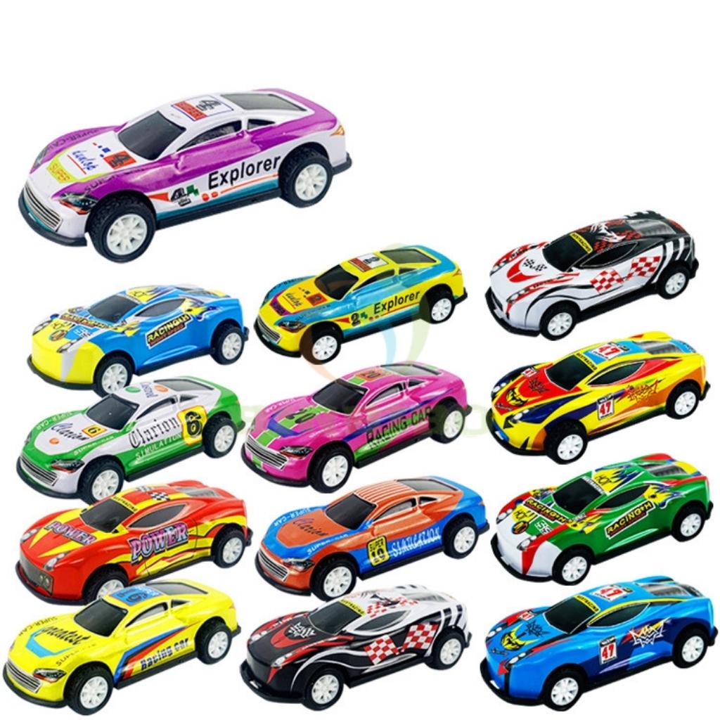 (Combo 10 xe) Ô tô đồ chơi mini vỏ hợp kim sắt chạy đà cót kéo lùi cực mạnh cho bé - Binbibo