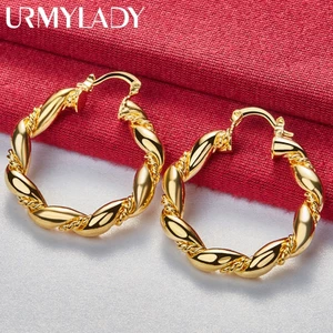 URMYLADY Vòng Xoắn Vòng Bông Tai Vàng 24K Dành Cho Nữ Quyến Rũ Cưới Đính Hôn Trang Sức Dự Tiệc Thời Trang