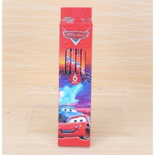 Set 6 Bút Chì Gỗ Chuốt HB Cao Cấp Kèm Hộp Quà Cho Bé Hoạt Hình Người Nhện/ Xe/ Khủng Long
