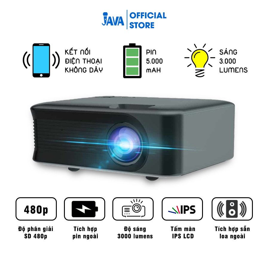 AUN A30C Pro 480P 3000 Lumens Sync Screen with Battery Version Portable Home Theater LED HD Digital Projector (UK Plug)