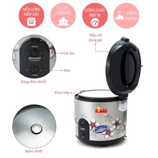 Nồi cơm điện Sharp 2.2 lít KS-R231STV- Chính Hãng 100% trưng bày -SX Thai lan ,Lòng nồi chống dính