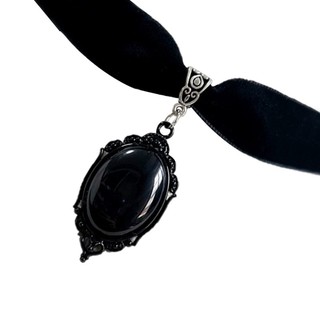 Marset Gothic Đỏ Đen Pha Lê Mặt Dây Chuyền Vòng Cổ Punk Nhung Dây Chuyền Cho Bé Gái Thay Thế Nữ Huyền Bí Ngọc