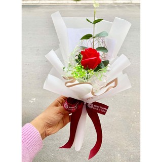 Bó hoa hồng sáp 1 bông sang trọng, dễ thương, thơm nhẹ- CEVERIA- hoa sáp, hoa hồng, bó hoa tặng bạn gái