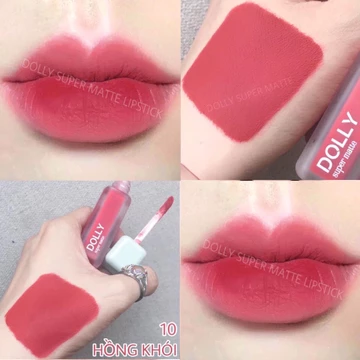 Son kem lì Dolly Super Matte <Màu Hồng Khói>, son kem lì, không chì, bền màu lâu trôi