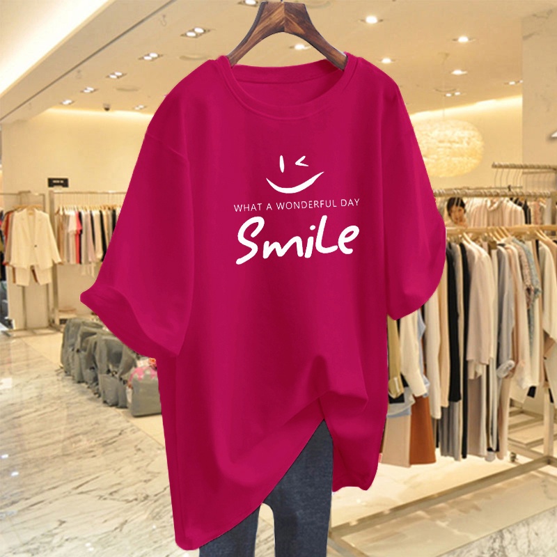Áo Thun Tay Lỡ Nữ HappyFamily Họa Tiết Mặt Cười Smile What a wonderful day Chất Cotton 100 Cao Cấp