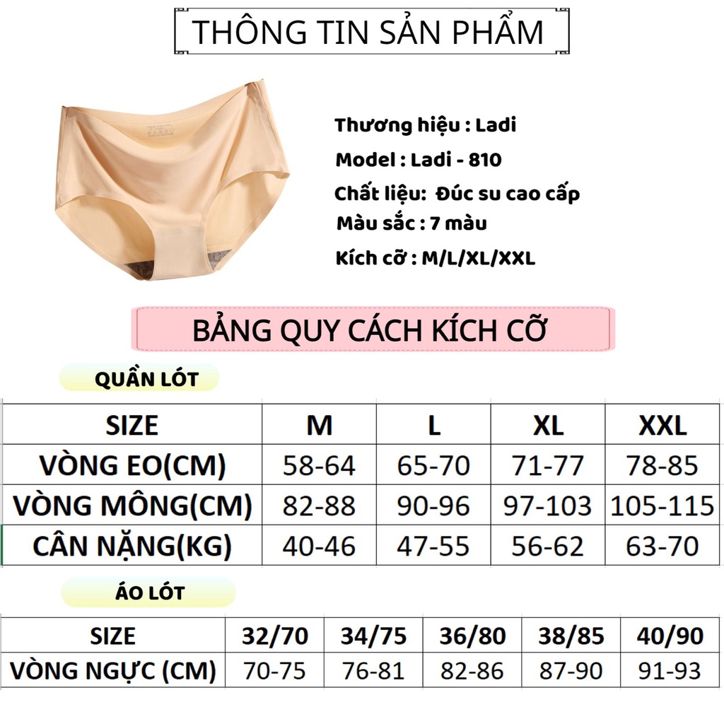 Quần Lót Nữ Đúc Su LADI Không Đường May Siêu Mỏng Mát Co Giãn 4 Chiều mẫu 810