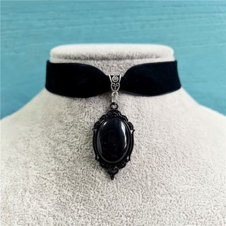Marset Gothic Đỏ Đen Pha Lê Mặt Dây Chuyền Vòng Cổ Punk Nhung Dây Chuyền Cho Bé Gái Thay Thế Nữ Huyền Bí Ngọc