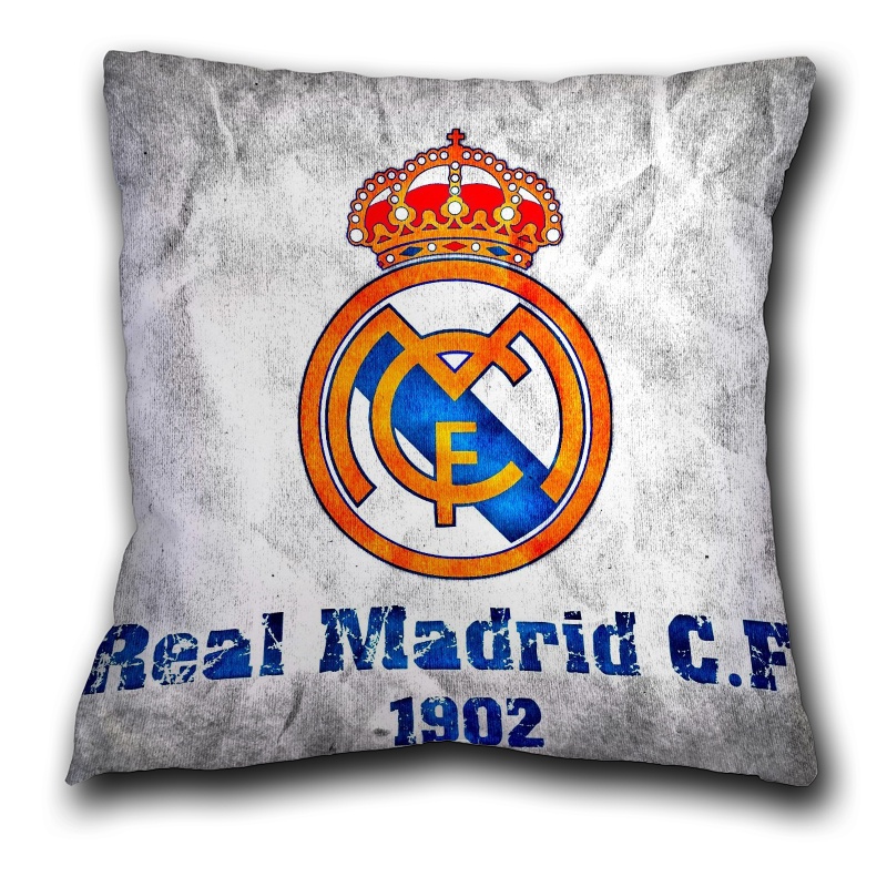 Vỏ Gối Polyester Một Mặt In Logo Câu Lạc Bộ Bóng Đá Real Madrid Trang Trí Nhà Cửa (Không Kèm Lõi)