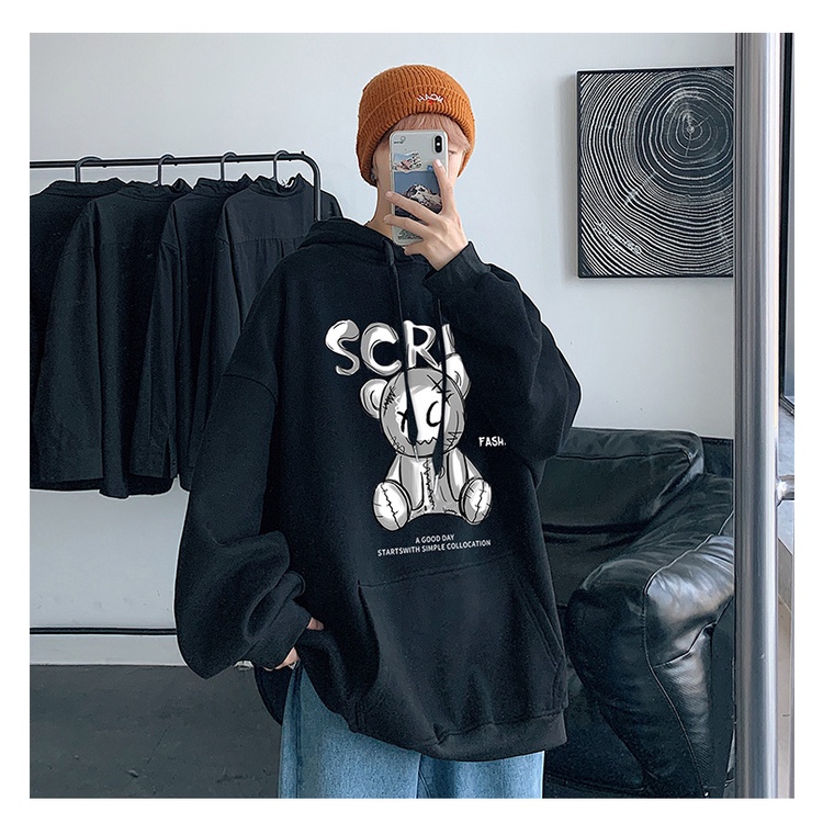 Áo Hoodie Nam HappyFamily Họa Tiết Gấu SCRUB Chất Nỉ Da Cá 100 Cao Cấp