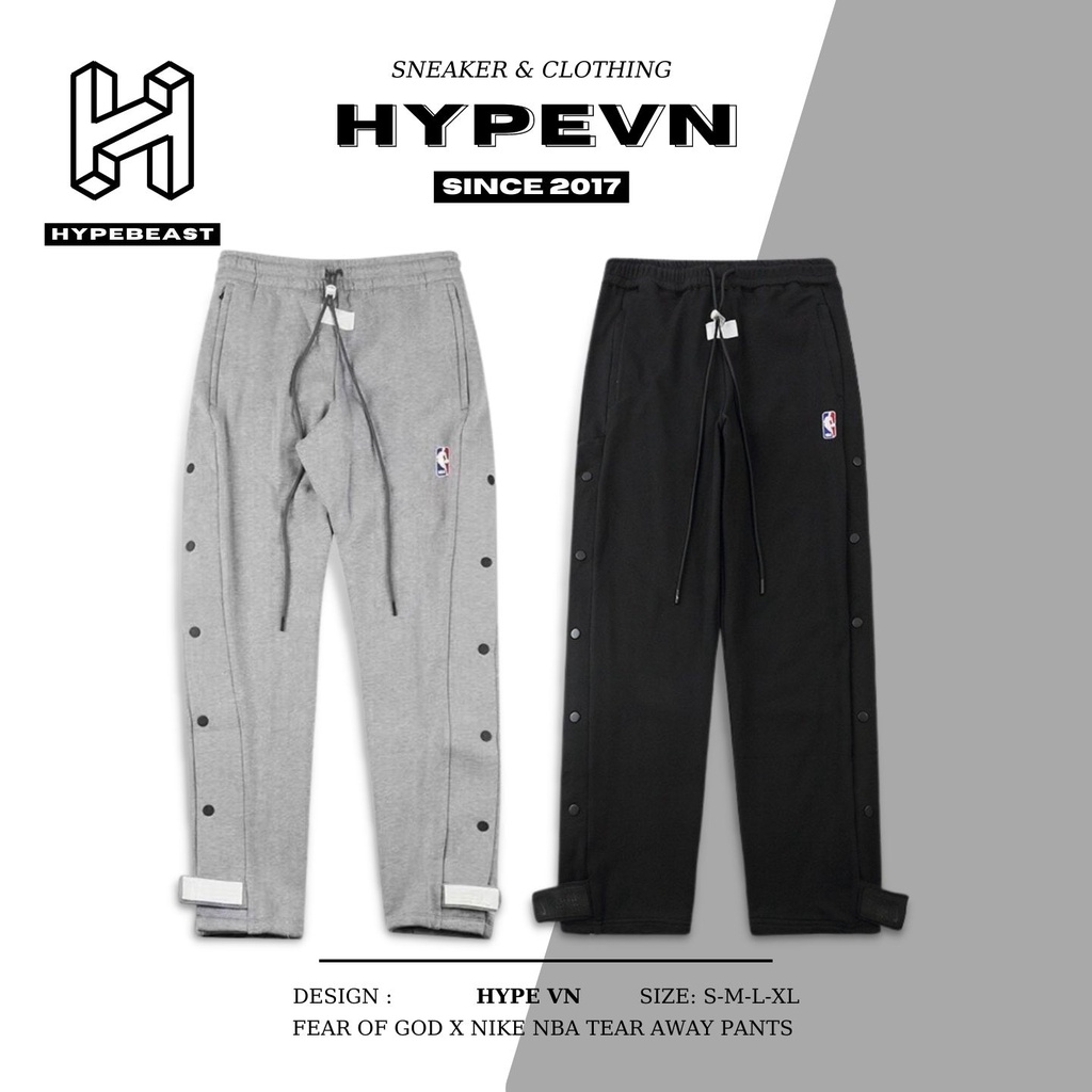 Qu n n Fear Of God FOG x Nike NBA Tear Away Snap Pants Form US UK HYPE STREET WEAR Phien b n high quality