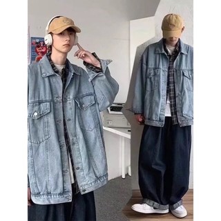Áo khoác Jean Thêu Chữ Nổi From Rộng, Áo Bò Nam Nữ Thời Trang Unisex Phong Cách Hàn Quốc