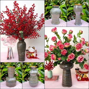 Bình Hoa Men Hỏa Biến Ánh Bạc Gốm Sứ Bát Tràng - Lọ Hoa Decor Trang Trí Nhà Cửa, Quà Tặng