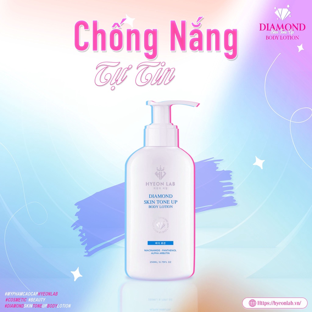 GIẢM 20% Kem Dưỡng Trắng Da Toàn Thân Diamond Skin Tone Up Body Lotion, BODY TRẮNG DA, KHÔNG BẾT RÍT