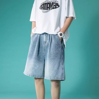 Quần Short Jeans Ống Rộng Màu Loang Năng Động, Quần Bò Lửng Thời Trang Unisex, Đùi Ngắn Style Hàn Quốc