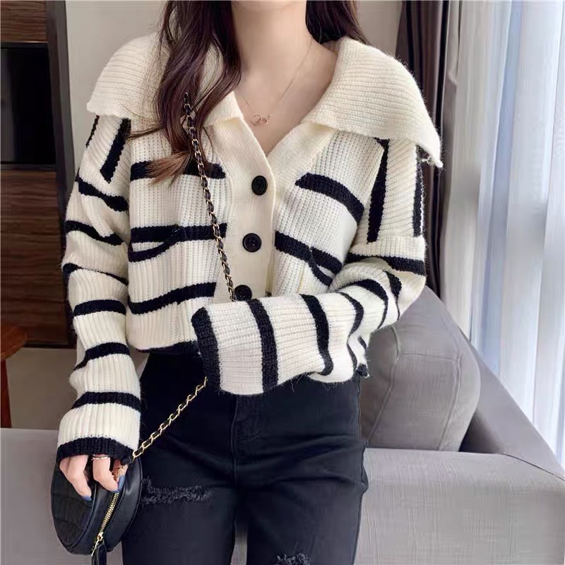 [ HÀNG TỰ CHỤP] Áo HAMEN len cardigan nữ dài tay kiểu dáng croptop ulzzang dễ thương