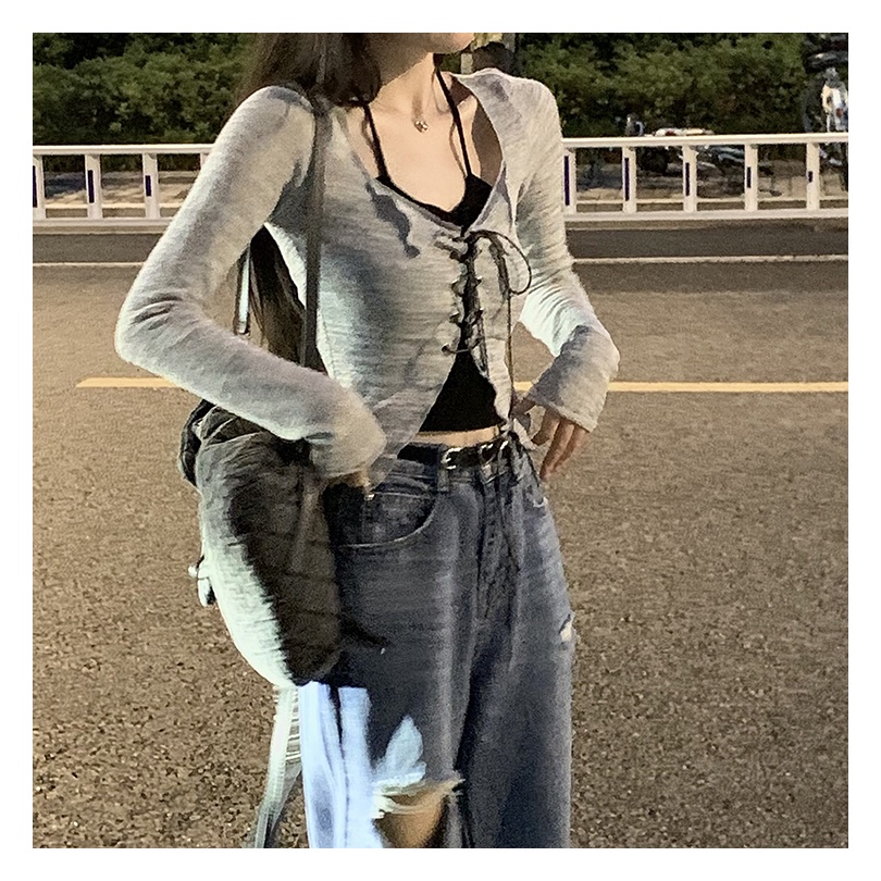 Set Áo Hai Dây Và Áo Khoác Cardigan Dệt Kim Thời Trang Nữ