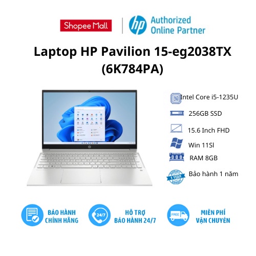 [Mã ELHP2TR5 giảm 12% đơn 18TR] Laptop HP Pavilion 15-eg2038TX (6K784PA) Bạc - BAO HANH 12TH