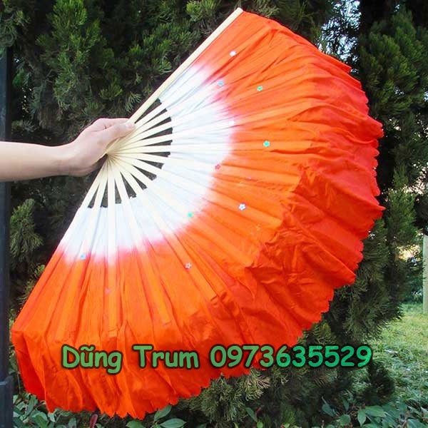Quạt múa 2 màu người lớn nan tre vải lụa mềm mại | Shopee Việt Nam