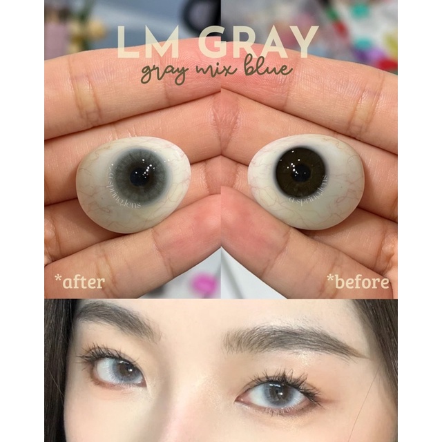 Kính áp tròng xám xanh LM GRAY (Lightly Modern) tây nhẹ có giãn 1 tháng | Spring Lens