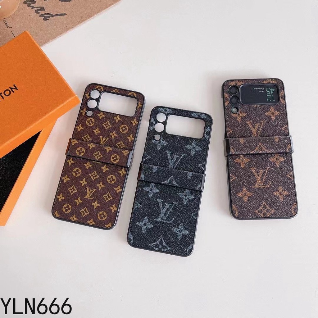 Ốp Điện Thoại Gấp Da PU Sang Trọng Thời Trang Cho Samsung Galaxy Z Flip 7 7FE 6 5 4 3 Cho Z Flip7 Classic Thiết Kế Bao Gồm Tất Cả Ốp Điện Thoại Chống Sốc