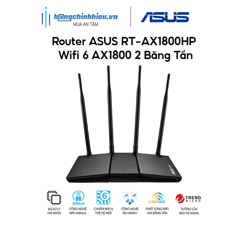 [Mã BMLTB200 giảm đến 100K đơn 499K] Router ASUS RT-AX1800HP Wifi 6 AX1800 2 Băng Tần