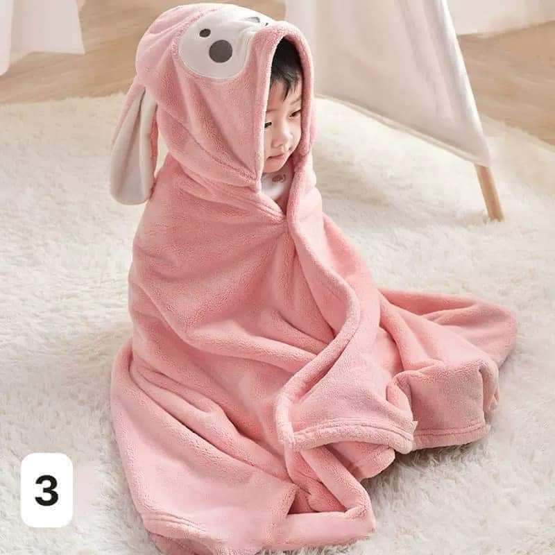 Khăn Tắm Choàng Cho Bé Trai Bé Gái Khăn Tắm Có Mũ Hình Thú Bông Mềm - Khăn Ủ Ấm