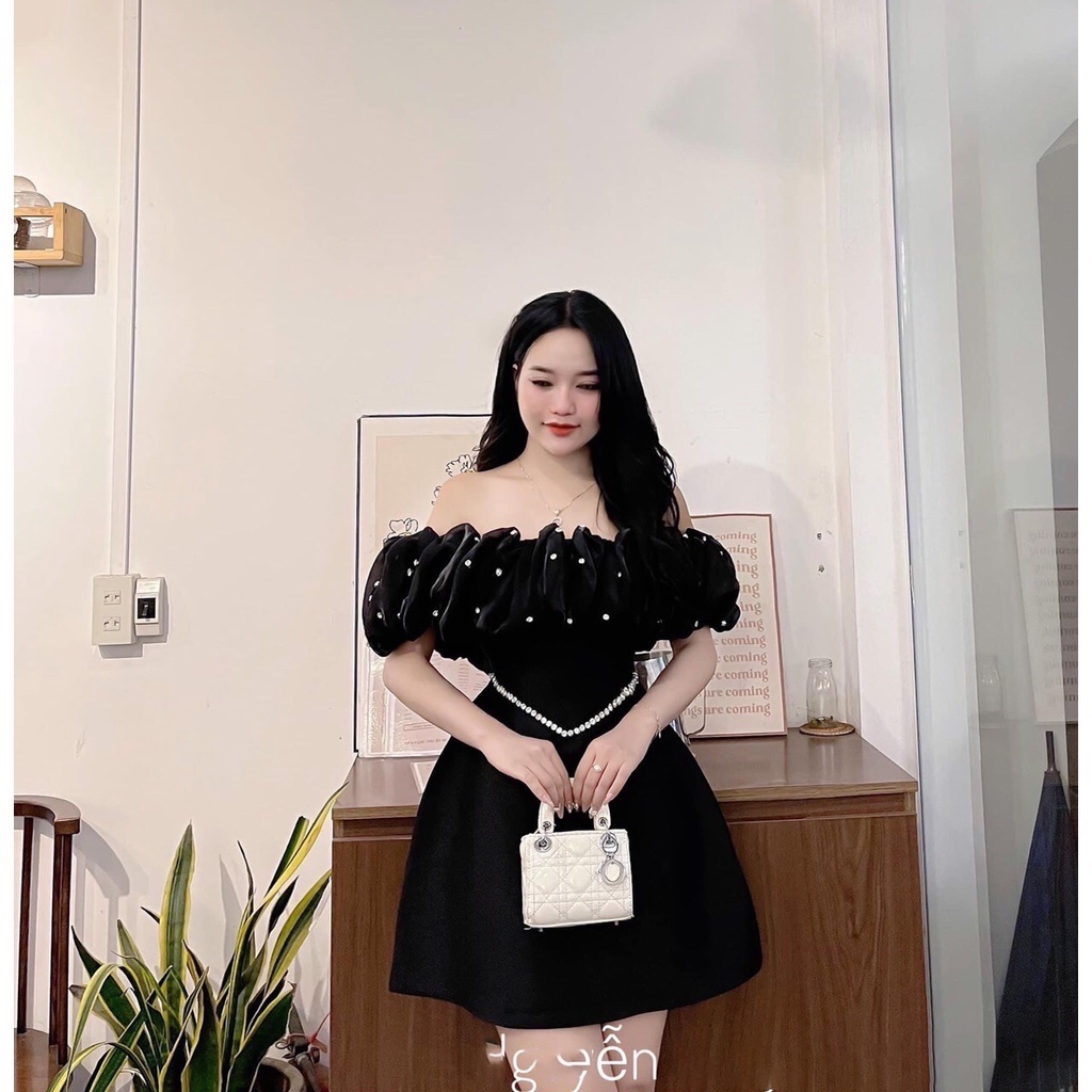 dam du tiec tre vai phoi beo dinh ngoc lap lanh sang chanh poli dress