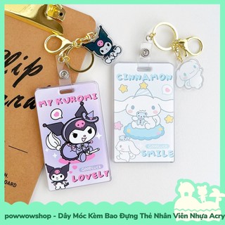 [Sẵn VN - Hỏa Tốc] Dây Móc Kèm Bao Đựng Thẻ Nhân Viên Nhựa Acrylic Trong Suốt Mẫu Nhân Vật Hoạt Hình Sanrio Moment