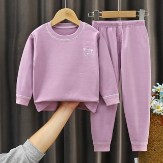 100-180cm Kích Thước Thu Đông Bé Trai Bé Gái Bộ Đồ Ngủ Cao Cấp Cotton Nặng Màu Sắc Nguyên Chất Giữ Ấm Bộ Đồ Ngủ Dài Tay