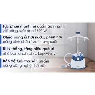Bàn ủi hơi nước Philips GC514-Công suất 1600W Bình nước 1600ml Mặt đế Silicone Chức năng Ủi hơi nước