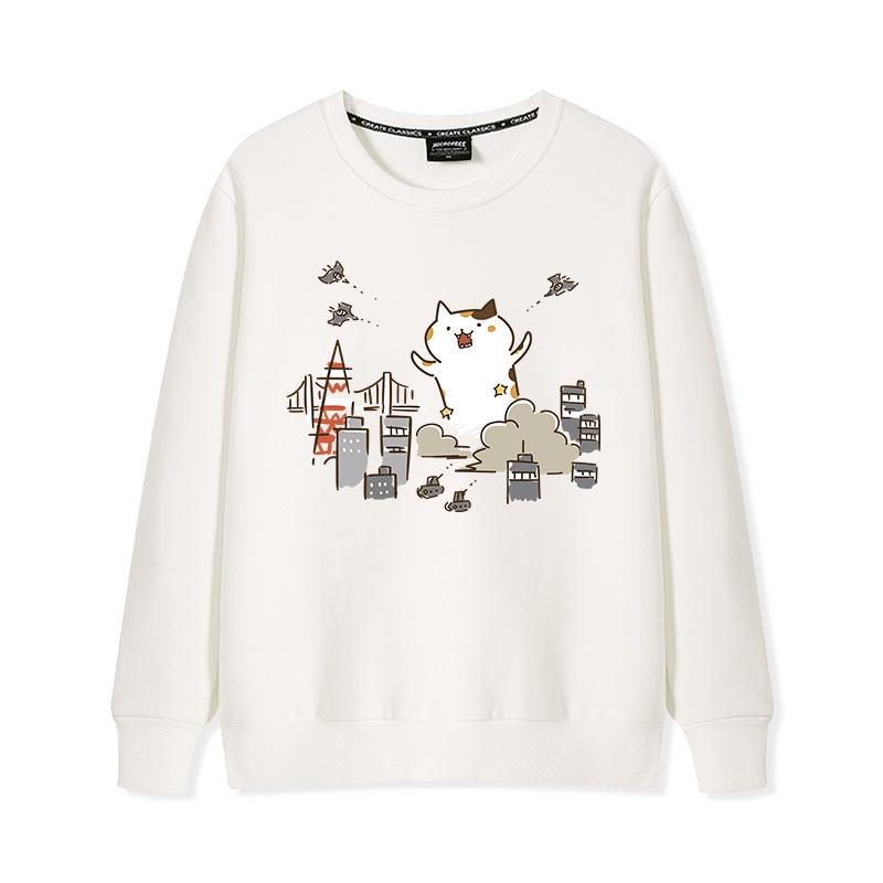 Áo sweater nữ HappyFamily In hình chú mèo bự ngộ nghĩnh phá phách chất cotton 100 cao cấp