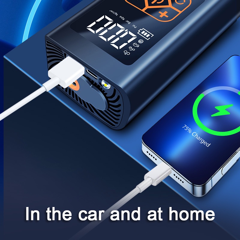 Máy bơm hơi điện tử SEAMETAL không dây 120w màn hình kỹ thuật số thông dụng cho lốp xe hơi xe máy