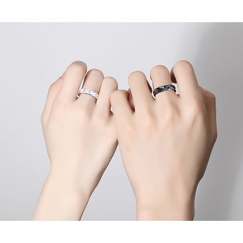 Nhẫn Cặp Bằng Kính Có Thể Điều Chỉnh Hình Thiên Thần Và Ác Quỷ Cổ Điển