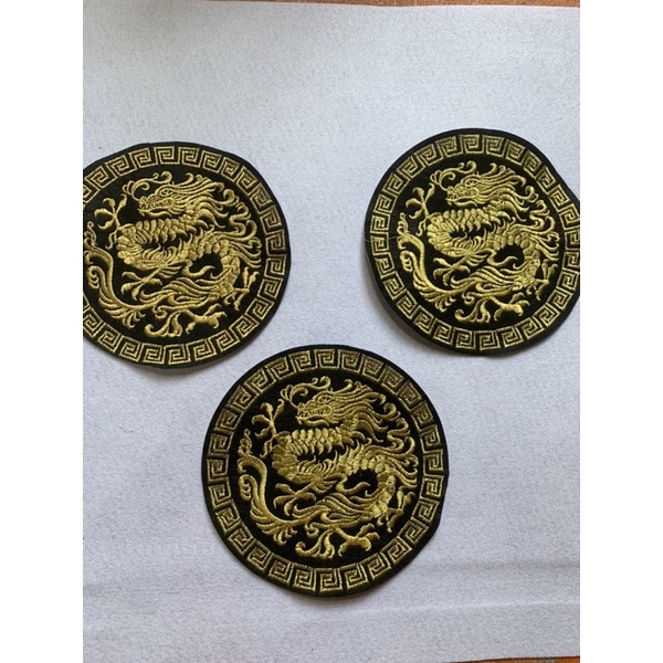 sticker thêu ủi tròn rồng cách điệu vàng | Shopee Việt Nam