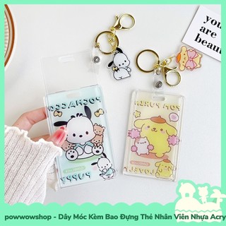 [Sẵn VN - Hỏa Tốc] Dây Móc Kèm Bao Đựng Thẻ Nhân Viên Nhựa Acrylic Trong Suốt Mẫu Nhân Vật Hoạt Hình Sanrio Moment