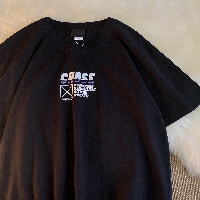 Áo Thun Tee Nam Tay Lỡ HappyFamily Form Rộng Trẻ Trung In Chữ CHOSE Cotton 100 Cao Cấp