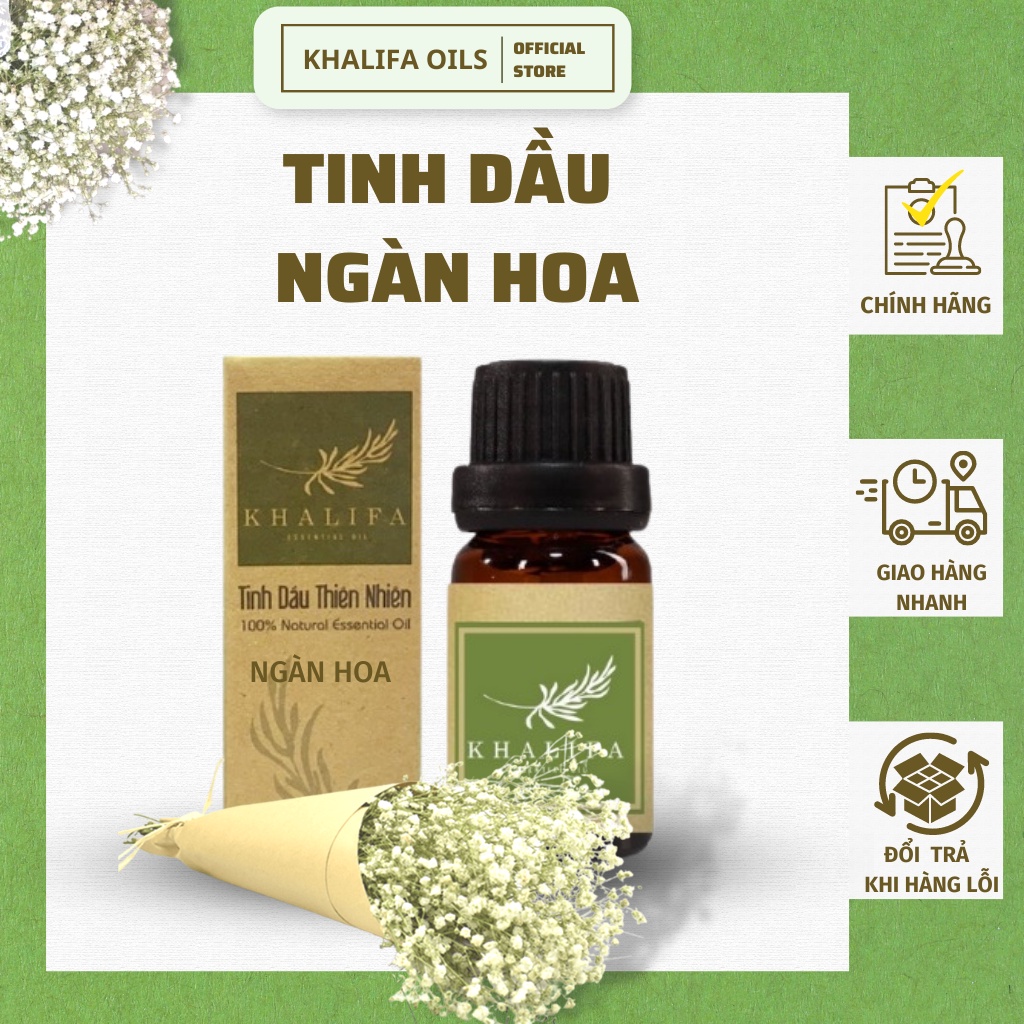 Tinh Dầu Ngàn Hoa Nguyên Chất Khalifa 50ml Tốt Cho Da Giảm Stress Khử Mùi Chống Say Xe Hàng Chính Hãng
