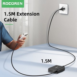 [kho địa phương]Bộ sạc nhanh để bàn Rocoren 6 cổng USB Type C PD 100W 4.0 3.0 chuyên dụng thích hợp cho iPhone 14 13 Pro Xiaomi