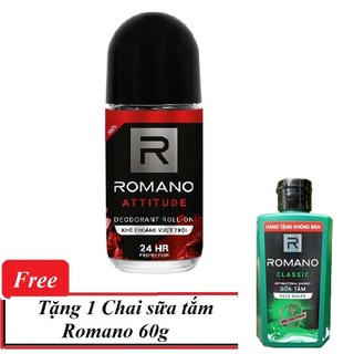 Mua 1 tặng 1 - Lăn khử mùi Romano Classic 50ml + Sữa tắm sạch khuẩn 60g
