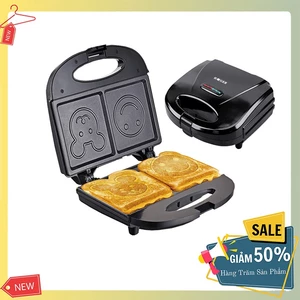 Máy ép bánh mì sandwich RAF 850W khuôn hình mặt gấu, mặt cười ngộ nghĩnh