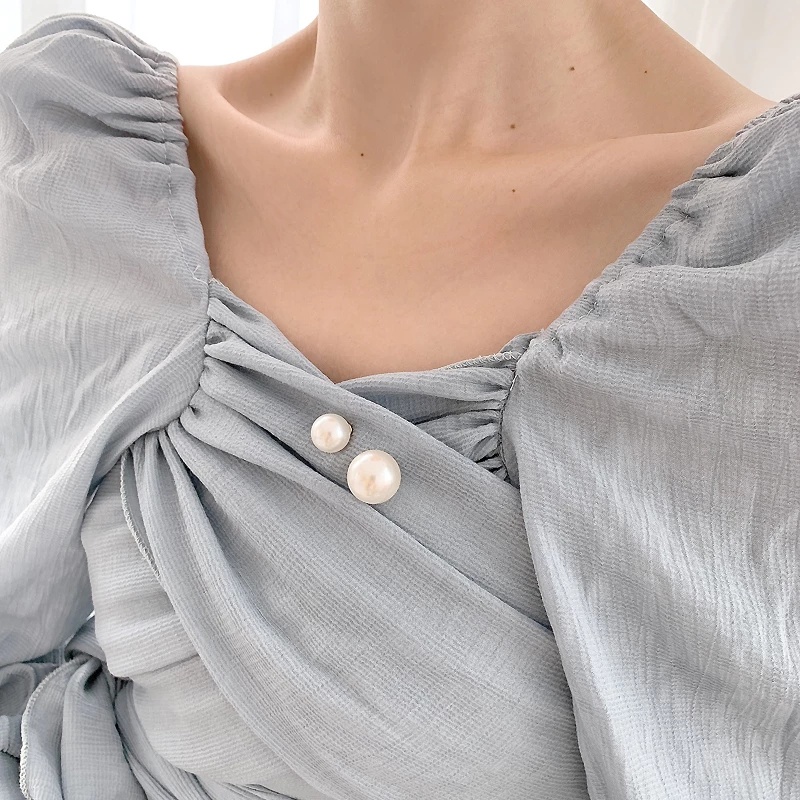 Ghim Cài Áo Khoác Cardigan Sweater Đính Ngọc Trai Đôi Thanh Lịch Tinh Tế Chống Oxy Hóa An Toàn Cho Nữ